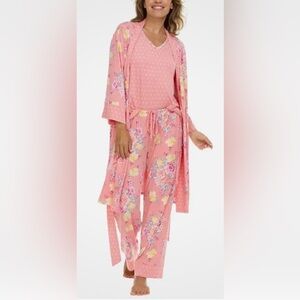 Flora Nikrooz 3 Piece Pajama Set S Pink Floral